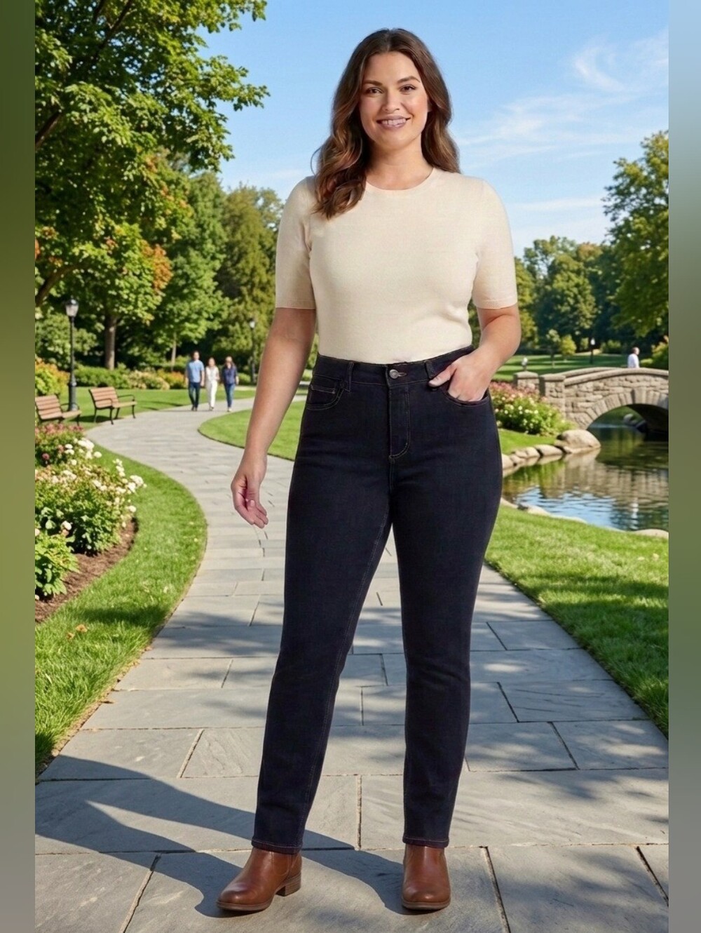 Lee Women’s Skinny Jeans in Dark Blue with Contrast Stitching